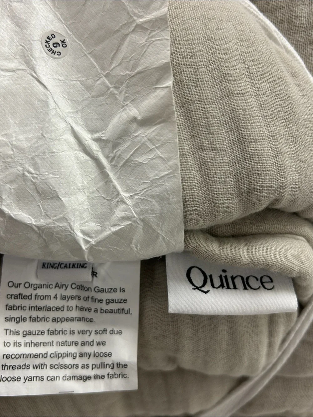 NWT QUINCE Organic Airy Gauze Dream Quilt King/Cal King Fog Grey 8030